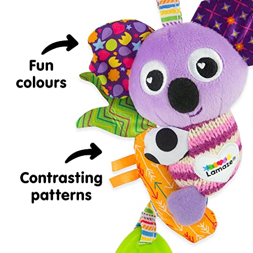 LAMAZE Mini Clip and Go Koala Juguete de bebé, con Clip en el Cochecito de bebé y Juguete de Cochecito, Juguete sensorial para bebés niños y niñas de 0 a 6 Meses