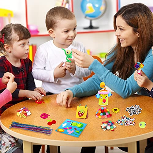 LAMEK 570 Piezas Kit Limpiapipas de Bricolaje DIY Juegos de Manualidades Materiales Supplies Arts Crafts Manualidades Set Incluye Pompones, Palitos para Manualidades, Botones y Lentejuelas para Niños
