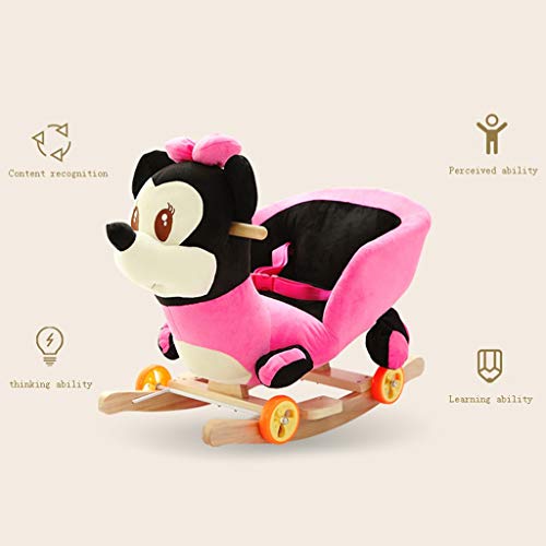 LCSHAN Caballo Mecedora Bebé Grande Juguete para bebé Regalo de Madera Maciza Caballo Mecedora Caballo de Madera para niños de Doble Uso Silla Mecedora Caballo de Coche