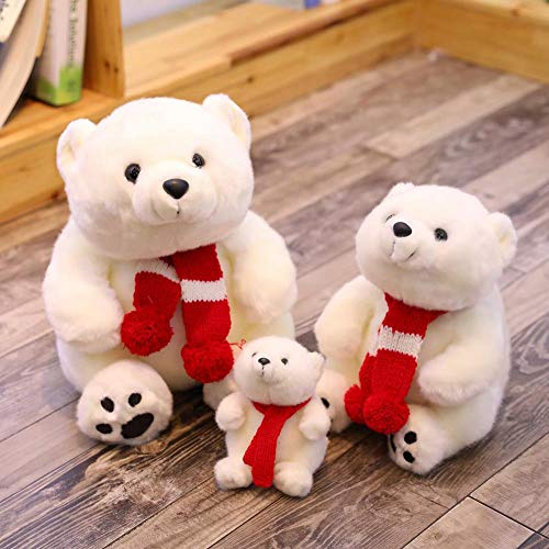 LDBJY Familia Oso Polar Juguete de Peluche Bufanda de Rayas Sentado Blanco Bebé Osos Polares Peluches Peluche Niños Regalo de Cumpleaños 15/26 / 36cm 15cm Rojo