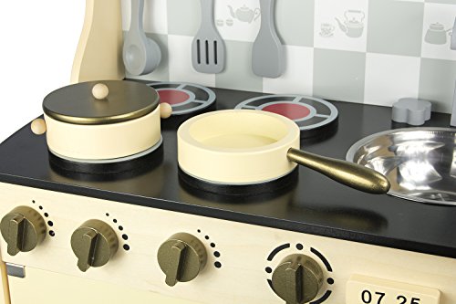 Leomark Vintage Retro Cocina Madera Infantil De Juguete - color Crema - con accesorios, Para Niños Juego de Imitación, Dim: 30x57x75 (altura) cm