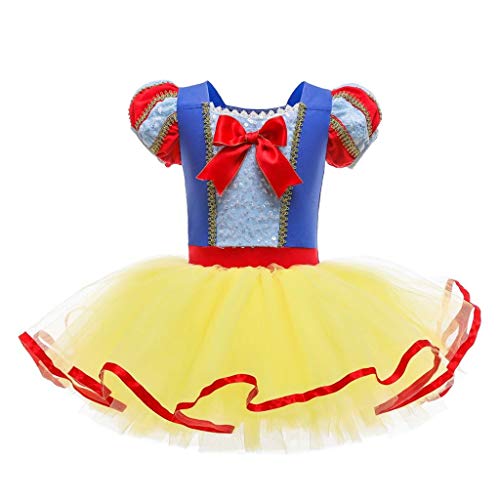 Lito Angels Disfraz Bailarina de Ballet Princesa Blancanieves para Niñas, Vestido Maillot de Danza Baile con Falda Tutu, Talla 3 a 4 Años, Amarillo