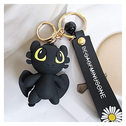 Llavero de dibujos animados 2021 lindo Cómo entrenar a tu dragón silicona Juguetes furia de la noche del dragón desdentado del dragón colgante llavero Niños Juguetes mochila colgante ( Color : Black )