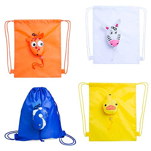 Lote 40 Bolsas Mochilas Infantiles Plegables de Animales. Regalo Cumpleaños Colegio Niños. Detalles Comunión Boda Bautizo. Eventos. (40)