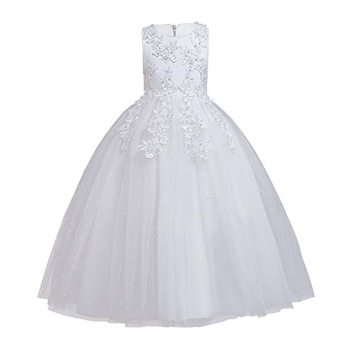 LZH Vestido de Niñas Cordón Princesa Vestidos de Novia Falda Larga para Fiesta Cosplay Disfraz 6-16 años（120-170）