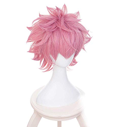 LZT Short Light Pink Mina Ashido peluca Anime Cosplay peluca para mi h¡§?roe Academia Mina Ashido peluca sint¡§?tica con gorro peluca gratis