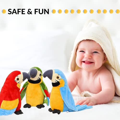 MAGIC SELECT Loro Parlante Que Repite Sonidos. Loro Peluche de Felpa Juguete Interactivo Que Reproduce Voz. Regalo para niños y bebés.