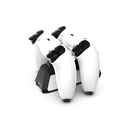 MagiDeal Mango de Juego de Carga rápida Tipo C USB de Carga rápida Controlador Dual estación de Carga Dock con indicador LED para Sony Playstation5 PS5 - Blanco y Negro