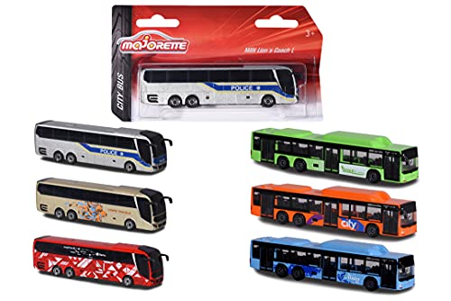 Majorette 212053159 City Bus - Autobús de Juguete con Rueda Libre y suspensión, Cuerpo de Metal, 13 cm de Largo, para niños a Partir de 3 años, 1 Unidad, Multicolor
