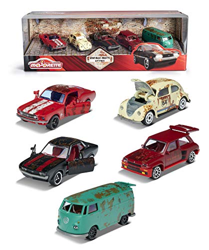 Majorette - Set de 5 coches de metal estilo Vintage Rusty, ruedas giro libre, piezas móviles (Majorette 2052012)