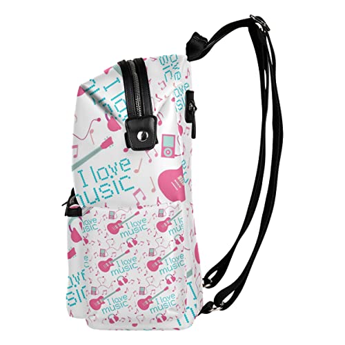 MALPLENA Guitarra eléctrica amor música patrón escuela bolsa Daypack lindo senderismo mochila