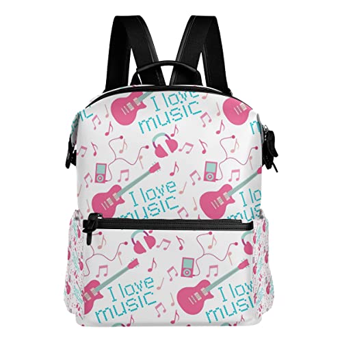 MALPLENA Guitarra eléctrica amor música patrón escuela bolsa Daypack lindo senderismo mochila