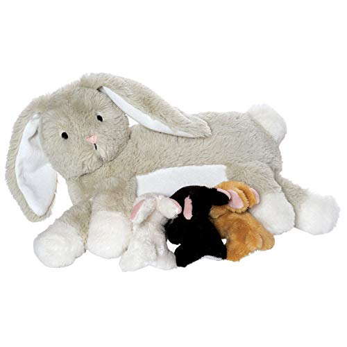 Manhattan Toy Animal de Peluche de Conejo NOLA de Lactancia con 3 conejitos