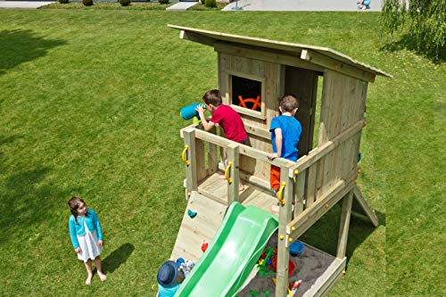 | MASGAMES | Parque infantil Beach Hut L | Plataforma a 120 cm de altura | rampa de tobogán con conector a manguera | anclajes incluidos | Uso doméstico |