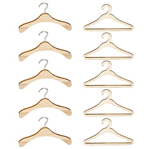 Milageto Percha de Ropa de Madera de 10 Piezas para 1/4 BJD Mueble Mueble Accesorio