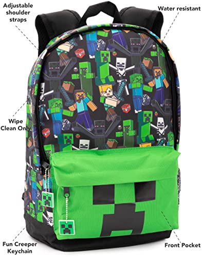 Minecraft Mochila Para Niños Niños Negro Gamer Bag Mochila Escolar