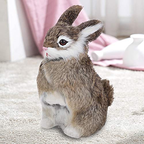 Mini Realista Conejo de Peluche Realista Animal Decoración de Pascua Ornamento casero Simulación Juguete Modelo Regalo (Camello)