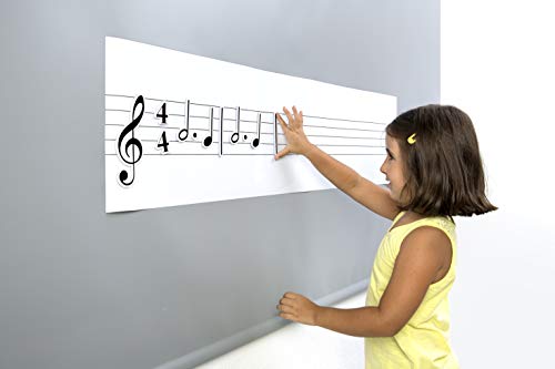 Miniland- Romovable Pentagram Board & Notes Pizarra removible con Notas Musicales magnéticas, 120cm x 30cm (94120)