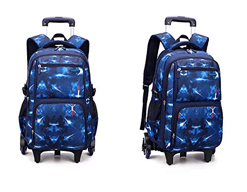 Mochila Escolares Bolsa con 6 Ruedas - Belegao Niños Niñas Adolescentes Bolsa con Ruedas Mochila Primaria Impermeable Gran Capacidad Extraíble para niños Estudiante Niños Escuela Viaje