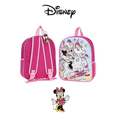 Mochila infantil y porta merienda Minnie Unicornio, pack especial vuelta al cole. Producto Oficial