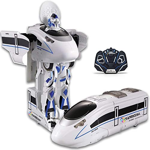 Mopoq Control remoto Voz Deformación con un botón Autobots Harmony Tren de alta velocidad Robot de deformación activado por voz Luces, música, derrapes y bailes Regalos divertidos para niños y niñas m