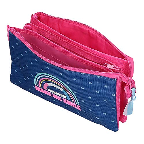 MOVOM Glitter Rainbow Estuche Tres Compartimentos Multicolor 22x12x5 cms Poliéster