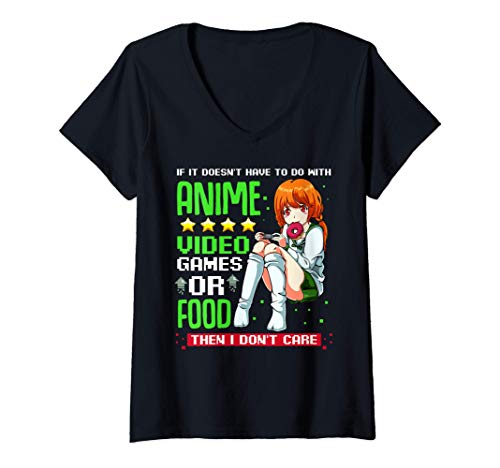 Mujer Anime Videojuegos Comida Donas Juegos Juegos de azar Amante Camiseta Cuello V