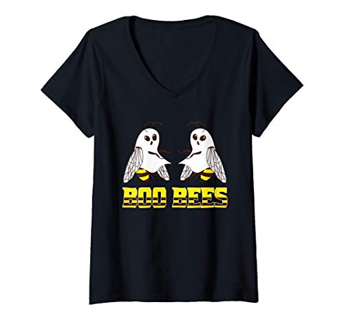 Mujer Boo Bees Ghost Bees Bee - Disfraz de Halloween Camiseta Cuello V