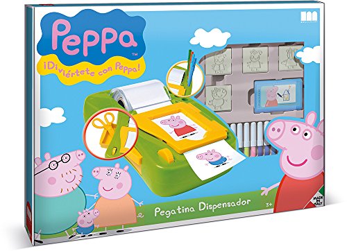 Multiprint Máquina crea Pegatinas Peppa Pig, Made in Italy, 7 Sellos, Álbum con Marcadores, Set Sellos Niños Persolanizados, en Madera y Caucho Natural, Tinta Lavable no Tóxica, Idea de Regalo, art.08875