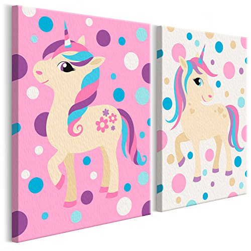murando Pintura por Números para Niños 2 disenos Unicornio 33x23 cm DIY Cuadros de Colorear por Números Kit para Pintar en Lienzo con Marco Bricolaje para Niños de 7 a 9 Años Decoracion n-A-0190-d-r