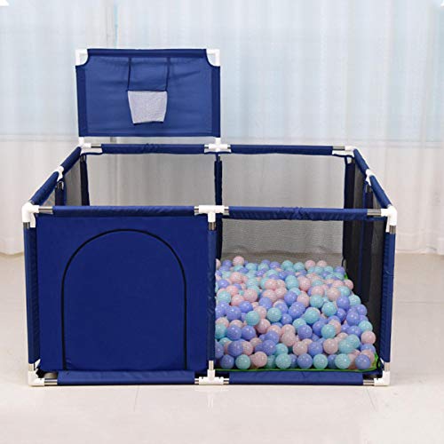 N  A Baby Playpen Niños Barrera de Seguridad Bolas de Piscina Bolas de Baloncesto para Niños Plegables Campo de Fútbol de Baloncesto para 0-3 Años de Edad Juego Tienda de Campaña,Azul,120x120cm