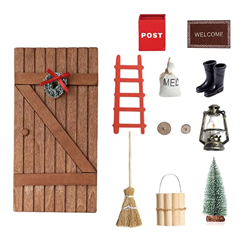 Navidad Casa De Muñecas Muebles Miniatura Casa De Muñecas Decoraciones Mini Puerta Buzón Cubo Bucket Escalera Escalera Accesorios Conjunto Accesorios Casa De Muñeca