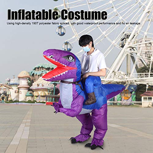 Niiyen Velociraptor de Montar, Disfraz Inflable, Disfraz de Halloween, Mascota de rol, Fiesta navideña, tiranosaurio Rex, Disfraz de Halloween para Adultos y niños(Púrpura)