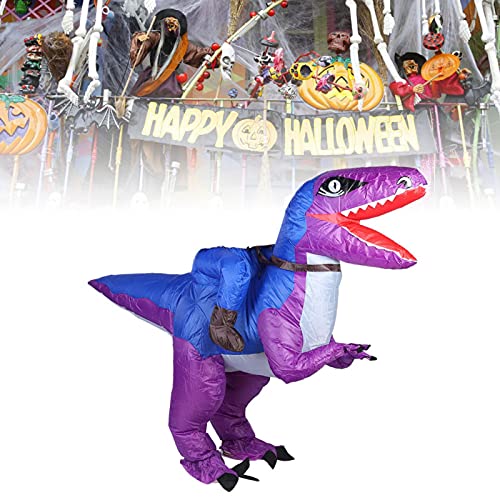 Niiyen Velociraptor de Montar, Disfraz Inflable, Disfraz de Halloween, Mascota de rol, Fiesta navideña, tiranosaurio Rex, Disfraz de Halloween para Adultos y niños(Púrpura)