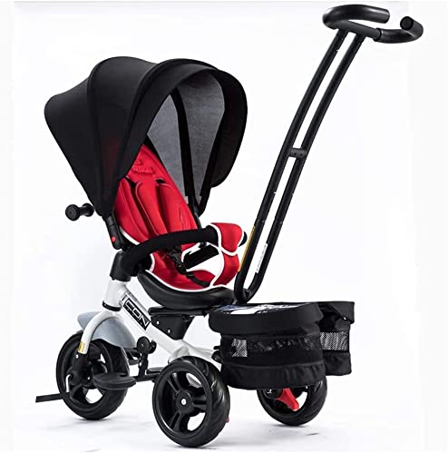 NUBAO Triciclo Triciclo Triciclo Triciclo de bebé, 4 en-1 Steer Stroller Aprender Bicicleta Desmontable barandilla Ajustable con Dosel de Seguridad arnés Plegable Pedal 10 Meses-6 años (Color: a)