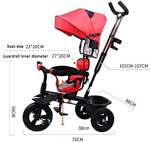NUBAO Triciclo Triciclo Trike Triciclo de Triciclo, triciclos para niños con Mango para Padres 4-en-1 toldo Desmontable Asiento Giratorio Ruedas silenciosas Pedal de pie Plegable (Color: Azul)