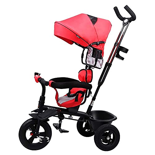 NUBAO Triciclo Triciclo Trike Triciclo de Triciclo, triciclos para niños con Mango para Padres 4-en-1 toldo Desmontable Asiento Giratorio Ruedas silenciosas Pedal de pie Plegable (Color: Azul)
