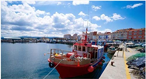 N/W Puzzle Jigsaw Puzzles 1000 Piezas Navidad - Puerto Grove Ogrove con Barcos De Pesca del Río Arosa En Pontevedra De Galicia España - Rompecabezas Regalo De Año Nuevo para Niños Adultos Niños