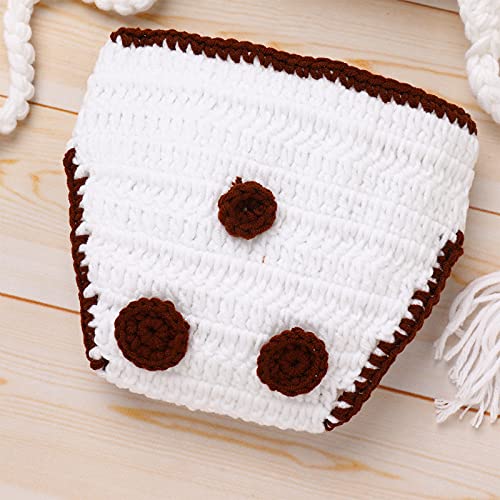 OBEEII Accesorios de Fotografia Foto de Punto de Ganchillo BebeTraje de Panal Sombrero de Hecho a Mano, Recien Nacido Fotografia Kit, Conjuntos de Accesorios de Fotografía Vaca02 Talla única