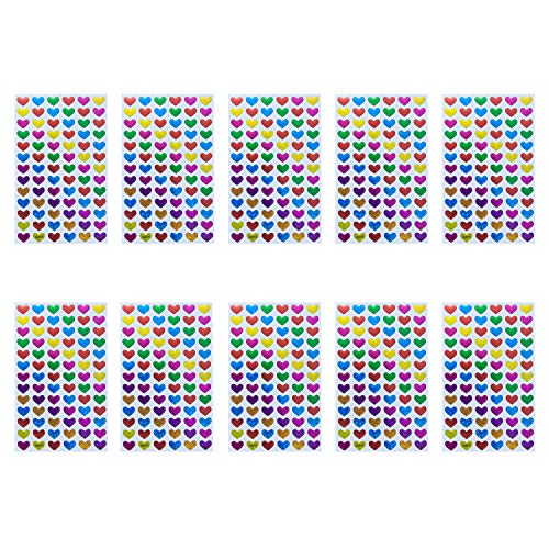 Oblique Unique® 780 pegatinas de corazón con forma de corazón para decoración de regalo, para manualidades, juegos, scrapbooking, decoración con purpurina, multicolor