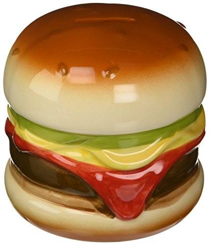 OOTB-Hucha de cerámica con candado, diseño Hamburguesa, Multicolor, 13.6 x 13.6 x 13.6 cm (out of The Blue 78/3923)