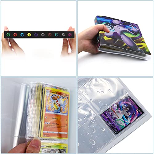 OPLK Álbum de Cartas Coleccionables, 30 Páginas Álbum Titular de Tarjetas, Álbum de Cartas con Exquisito Estampado de Dibujos Animados, Album Compatible Con Cartas, Sostiene Hasta 240 Tarjetas (A3)