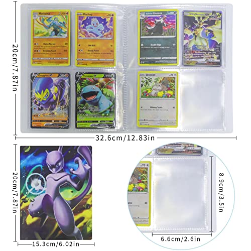 OPLK Álbum de Cartas Coleccionables, 30 Páginas Álbum Titular de Tarjetas, Álbum de Cartas con Exquisito Estampado de Dibujos Animados, Album Compatible Con Cartas, Sostiene Hasta 240 Tarjetas (A3)