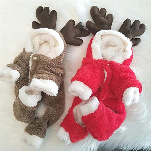 OVBBESS Ropa Navideña para Perro,Pet Santa Suit Disfraz de Perro Lindo Reno Disfraz de Gato Abrigo de Invierno Cálido