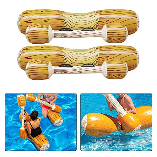 Paquete de 4 piezas de juguetes acuáticos flotantes inflables Troncos de batalla aireados, Cama flotante Tumbona de piscina Bote flotante para piscina fiesta playa, piscina Juguetes para adultos/niños