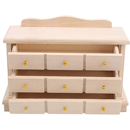 Pelnotac Gabinete en miniatura de casa de muñecas,con 9 tiradores de tirón,Mini gabinete de madera,1: 12 accesorios de casa de muñecas