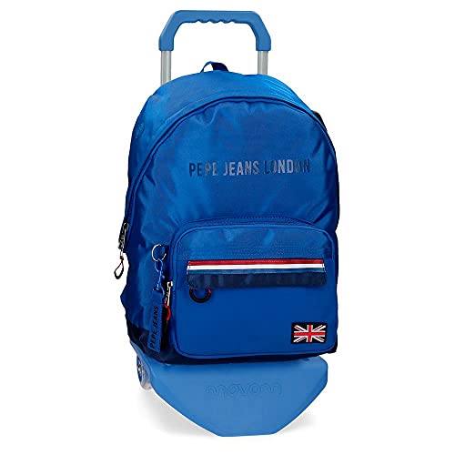 Pepe Jeans Overlap Mochila con Carro Azul 32x44x15 cms Poliéster 21.12L