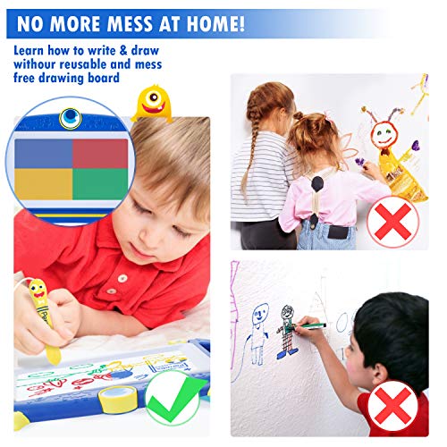 Peradix Pizarra Magnética Infantil, Colorido Borrable Tablero de Dibujo Magnético de Garabatos, Pizarras Magneticas Infantiles, Juguetes para Niños Infantiles (Azul)