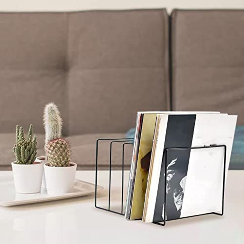 perfeclan Soporte de Almacenamiento de Discos de Vinilo Creativo Estante para Libros Colección de Registros Estante de Almacenamiento de revistas para el hogar - Negro