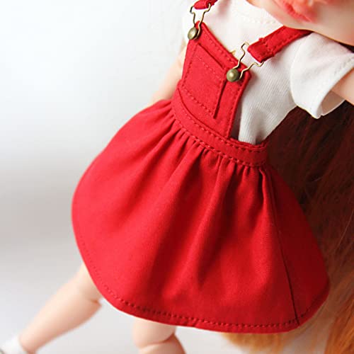 perfeclan Vestido de Muñeca Pinfore Dress Pinfore con para 12 Pulgadas Blythe Muñeca Ropa - Rojo